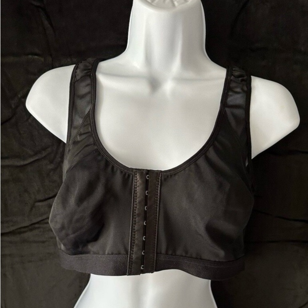 Black Front-Close Wireless Comfort Sports Bra XL - Picture 2 of 7